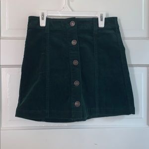 Dark green corduroy mini skirt